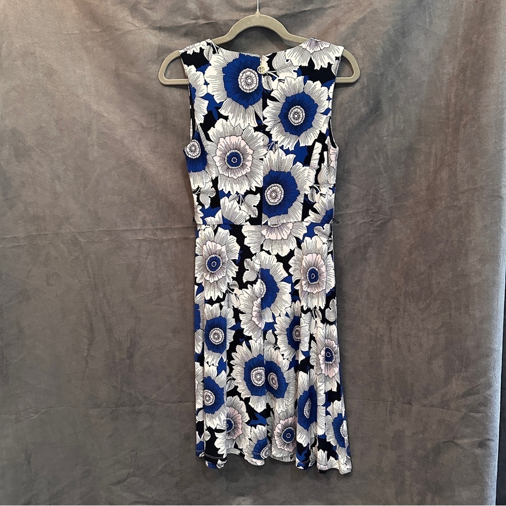 Tommy Hilfiger Sleeveless Floral A Line Dress Polyester Stretch Cobalt Blue M - Picture 11 of 11